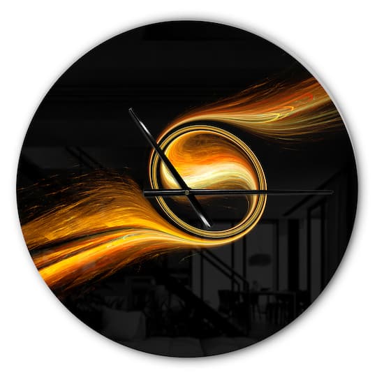 Designart 'Fractal 3D Dancing Yellow Design Modern Wall Clock